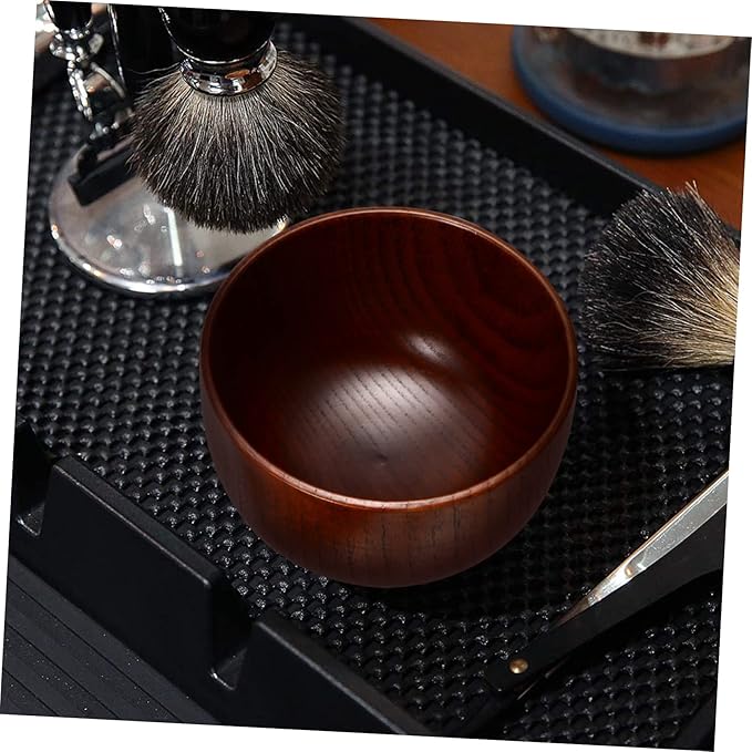 FRCOLOR Thick Wooden Shaving Soap Bowl with Smooth Polished Surface Shave Mug for Men Classic Lather Cup Easy Foam Stirring Portable and Stylish