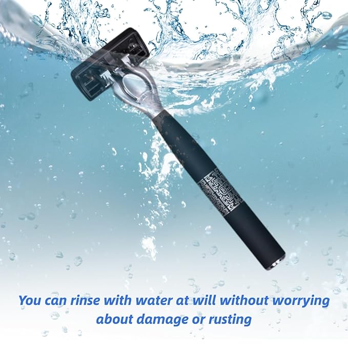 7-Blade Razor for Men, Men's Manual Refill Cartridges Razors Kit, Dual Lubrication Precision Beard Trimmer, Safety Men's Shaving Essentials Kit for Smooth and Comfortable Shave (1 Razor + 6 Blade)