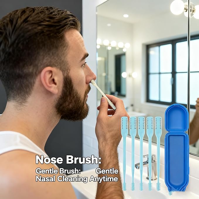2-in-1 Nasal Hair Cutter, 360° Rotating Double Sided Nose Hair Removal Tool Mini Noses Hairs Removers Tools Nose Hair Clipper with Ear Picker for Women and Men (Blue, 6pcs)