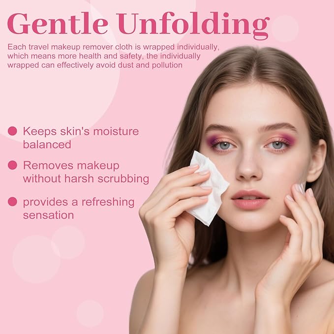Makeup Remover Wipes Bulk Individually Wrapped,Travel Makeup Wipes Gentle for Face Cleansing Mascara Lipstick Travel Hotel（honey peach,pack of 100)