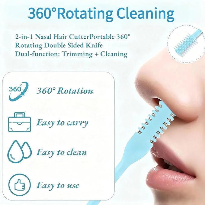 Nose Hair Trimmer 5 Pcs 2-in-1,2025 New Double Sided Nose Trimmer.Portable 360° Rotating Manual Nasal Hair Cutter for Men and Women, Manual Hair Remover for Home Travel Essentials
