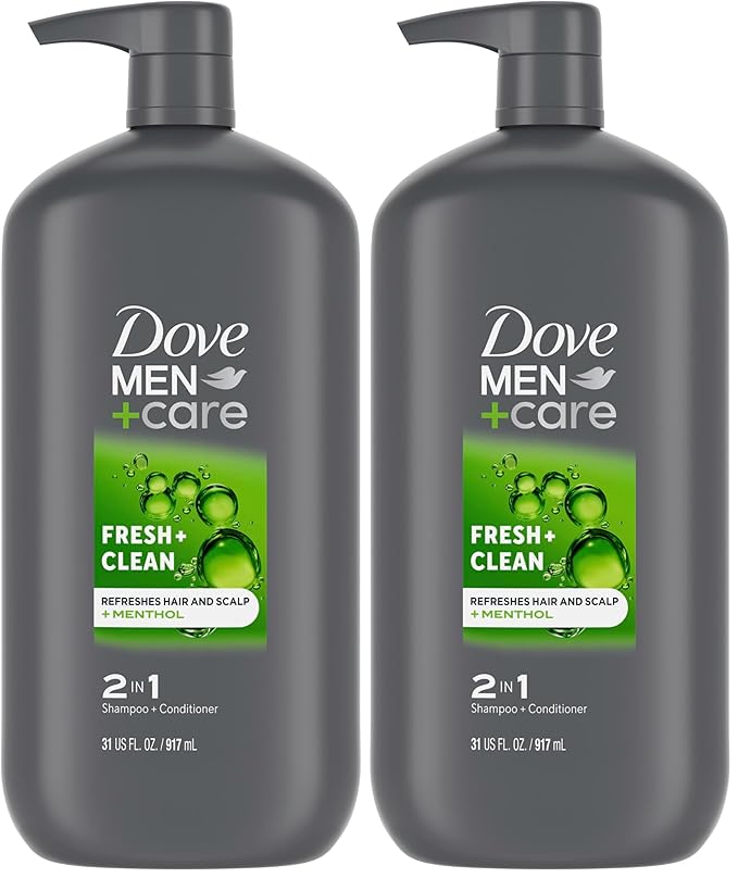 Dove Men+Care 2 in 1 Shampoo and Conditioner Fresh & Clean for Clean Hair Shampoo and Conditioner for Stronger, Healthy Hair Everyday 31 oz (Pack of 2)