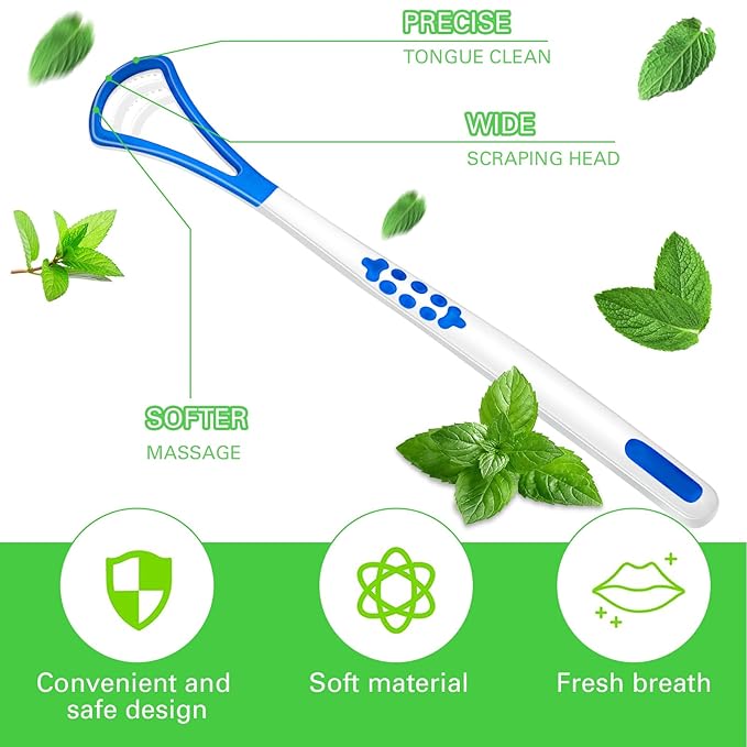 Yinkin 18 Pcs Tongue Scraper for Adults, Scraper Cleaner 100% BPA Free, Tongue Scrapers Cleaner, Oral Care Brush for Reducing Bad Breath Adults Healthy Oral Care Tools Easy to Use