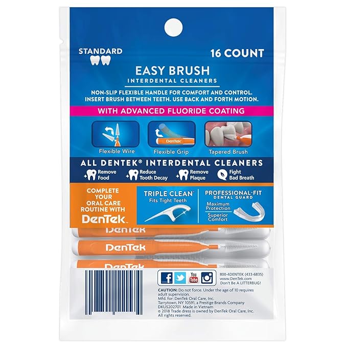 DenTek Easy Brush Interdental Cleaners, Mint, 16 Count (Pack of 2)