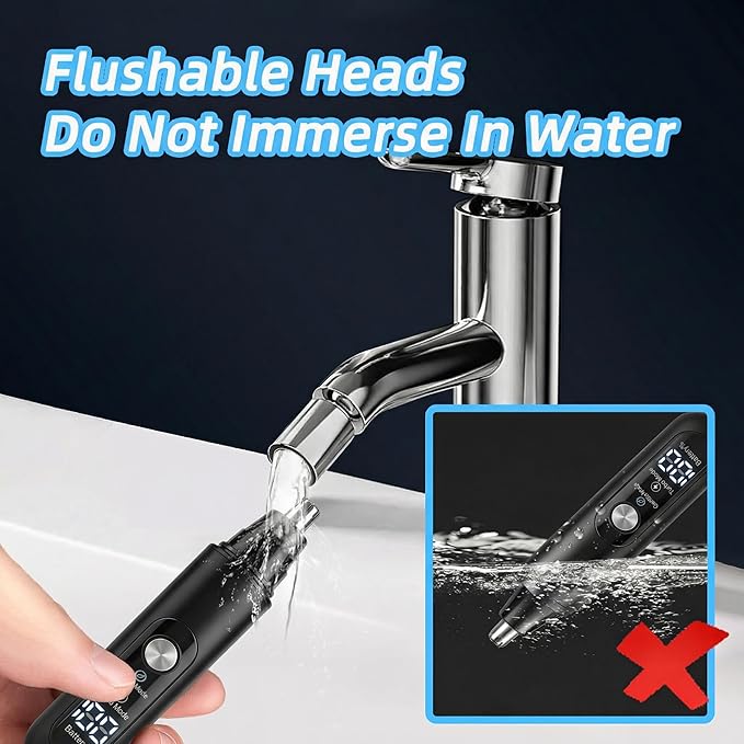 Ear & Nose Hair Trimmer, Professional Painless Eyebrow and Facial Hair Trimmer for Men and Women, C-Type Rechargeable, Waterproof Double Edged Blade (Carbon Black)