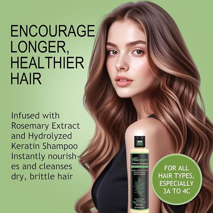 Organic Rosemary Hair Growth Shampoo,Strengthening Shampoo with Hydrolyzed Keratin and natural extract of rosemary for Thinning Hair & Hair Loss (1 bottle)