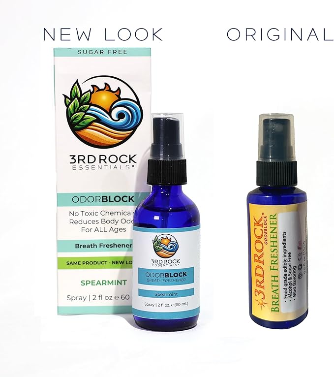 3rd Rock Essentials | ODORBlock Natural Breath Freshener Spray | Non Toxic Alcohol Free & Sugar Free Odor Control Mouth Spray | All Natural Personal Care (2 fl oz | 1 Pack)