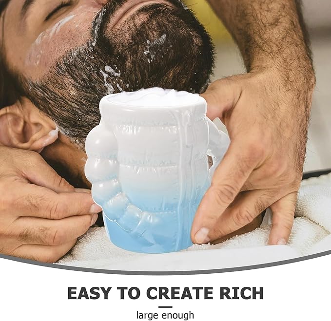 Ceramic Shaving Soap Bowl for Men with Blue Porcelain Cup Quick Lather Shave Mug Household Shaving Supplies and Beard Grooming