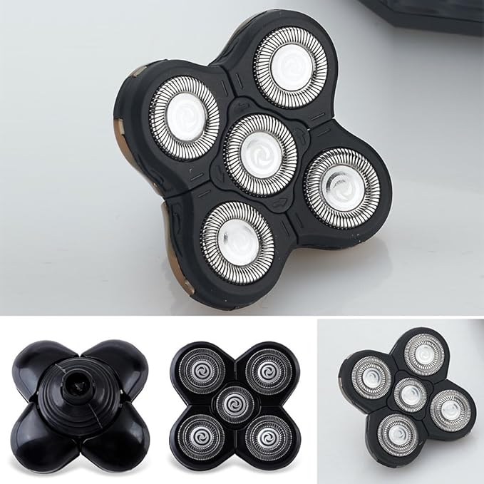 Men Electric Shavers Replacement Heads 5 in 1 Razor Replaceable Alternate Floating Washable Blade Trimmers Head(black)