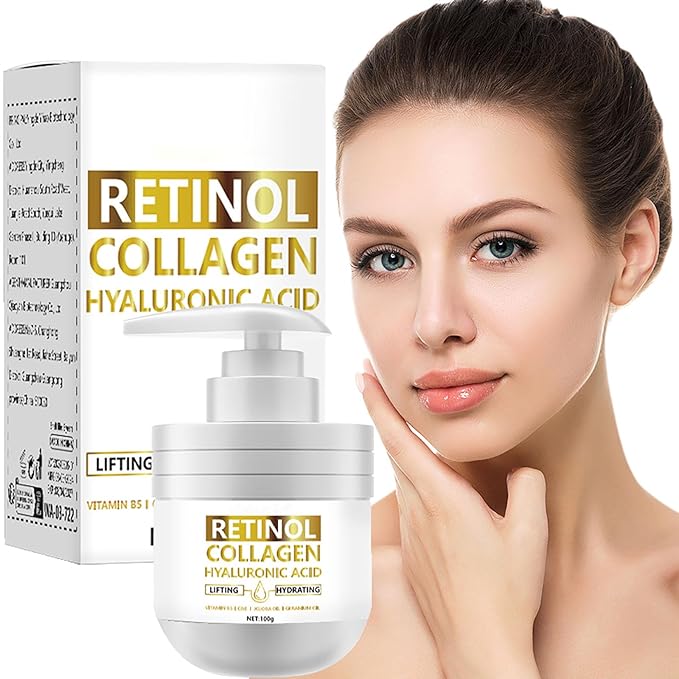 Retinol Cream for Face, Facial Moisturizer with Collagen and Hyaluronic Acid, Anti-Aging & Firming Face Cream Day & Night Face Cream for Wrinkles Fine Lines and Dryness All Skin Types 3.5 Fl Oz