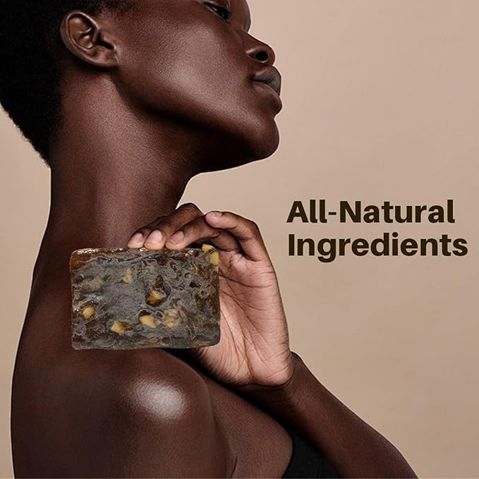 Organic African Black Soap Bar, Natural Black African Soap Bar, Raw Body Exfoliator and Facial Cleanser, Face Body Wash, Fresh Daily Bath Soap for Men Women