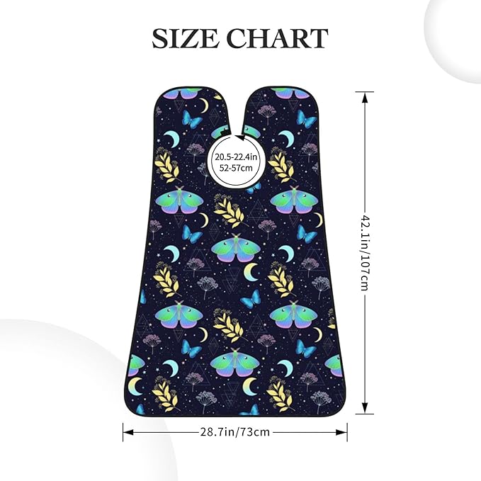 Men's Shaving Accessory Goth Moon Moth Butterfly, Waterproof Beard Apron with Hair Catcher & Suction Cups