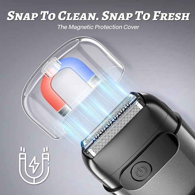 Electric Foil Shaver for Men :3D Floating Blades, LED Display, USB-C Fast Charge, IPX8 Waterproof - Perfect for Travel & Smooth Shaving at Home Misty Gray