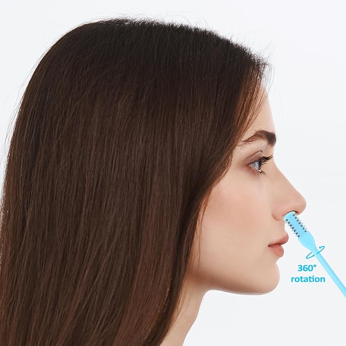 2-in-1 Nasal Hair Cutter Double Sided Nose Hair Knife 10PCS Upgrade Portable Nostril Hairs Remover Tool with Cases 360° Rotating Nose Trimmer Remover Tool Hairs Cutters for Men and Women
