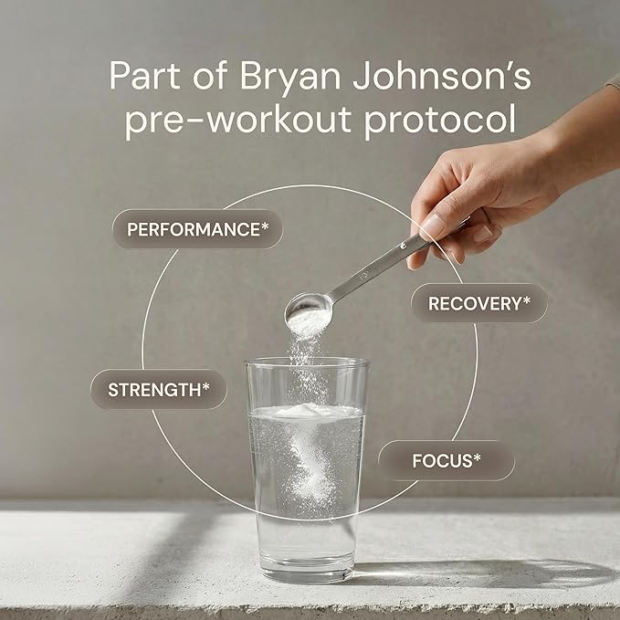 Blueprint Bryan Johnson Creatine Monohydrate Powder – Amino Acid Powder - Supplement Supports Muscle Growth, Recovery, Strength & Focus – Unflavored Creatine for Women & Men – 5g Dose – 100 Servings