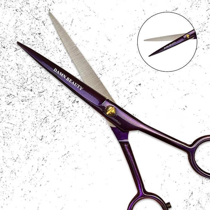 5.5" Professional Hair and Beard Scissor For Men & Women German Shears Use for Facial Hair, Trimming, Grooming, Cutting, and Styling of Beard (Purple)