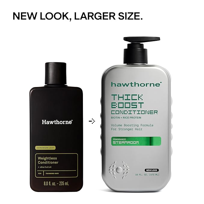 Hawthorne Thick Boost Conditioner For Men. Mens Conditioner For Thinning Hair With Biotin, Rice Protein & Vitamin E. Weightless Formula For Strong, Silky Hair. Sulfate & Paraben Free. 16 fl oz 2-Pack.