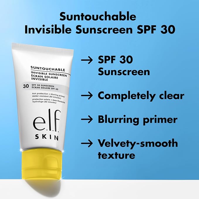 e.l.f. SKIN Suntouchable Invisible SPF 35, Lightweight, Gel-based Sunscreen For A Smooth Complexion, Doubles As A Makeup Primer, Vegan & Cruelty-Free, Packaging May Vary (Pack of 2)