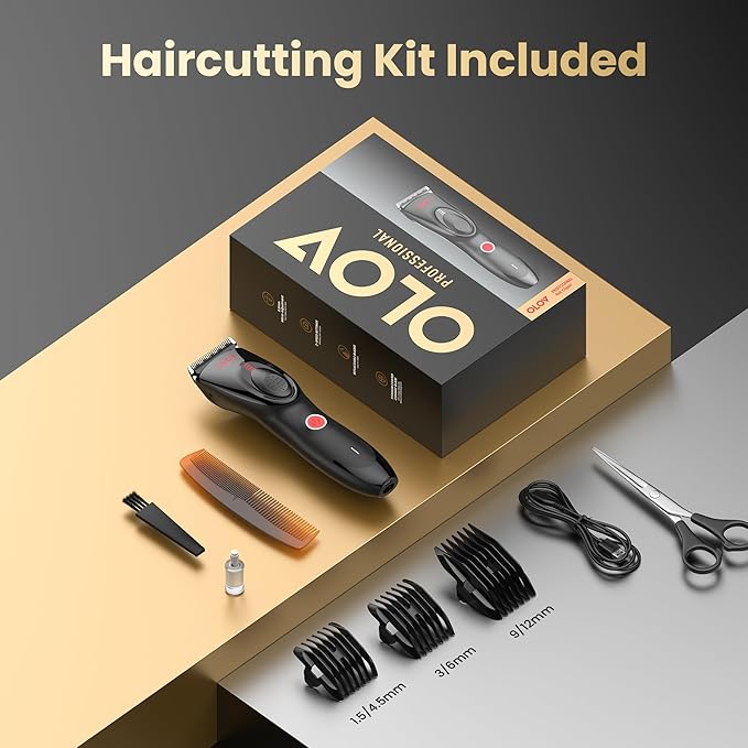 Hair Clippers for Men, Cordless Hair Clipper Kit, Adjustable 4 Length Setting, 2-Speed Settings, Replaceable Ceramic Blade Heads, Rechargeable Hair Clippers for Family (Red)