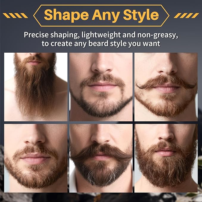 2oz Mustache Wax For Men - Unscented Strong Hold Moustache Beard Wax Styling Paste Thickener Grooming Balm Cera Para Barba De Hombre Moisturizer Men'S Beard &Mustache Care Product With Shea Oil