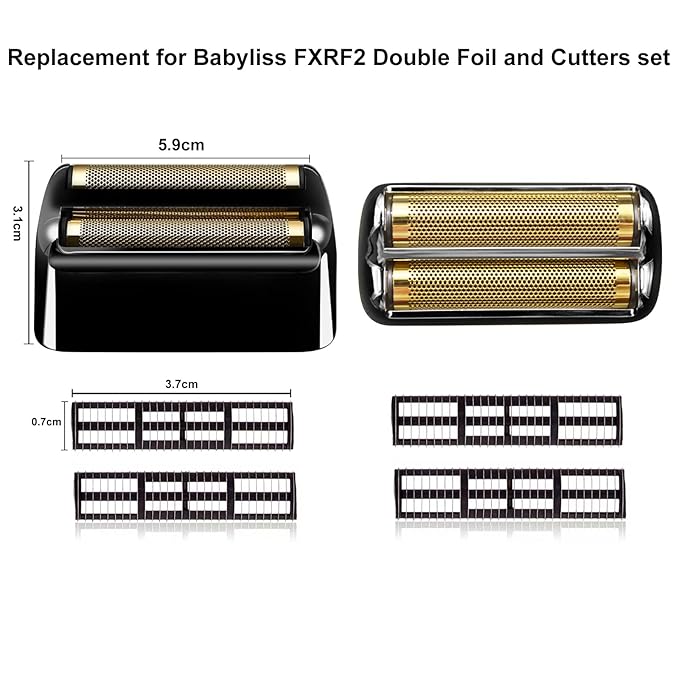 Professional Replacement Foil and Cutters for BaBylissPRO Barberology Double Foil Shaver, Compatible with BaBylissPRO Barberology FXFS2 Shaver (3 black)