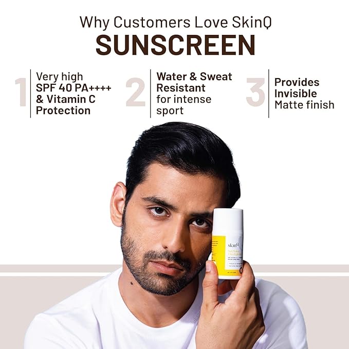 S-kin.Q Sunscreen for Men & Women 50ml with Vitamin C, SPF 40 & Broad Spectrum PA++++ | Sun Protect Ultra Light Gel suitable for All Skin Types | Lightweight, Non-Sticky & Water-Resistant