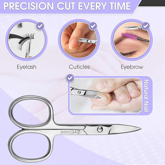 Stainless Straight Steel Nail Scissors– 3.5” Small Manicure Pedicure Scissors -Sharp Fingernail, Facial Hairs, Eyebrow, Mustache, Nose Hair & Toenail Grooming Tool