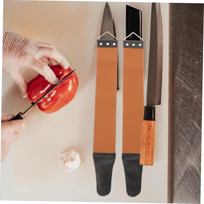Razor Strop 2pcs Sharpening Straps Double-sided Razor Strop Manual for Home Barber Random