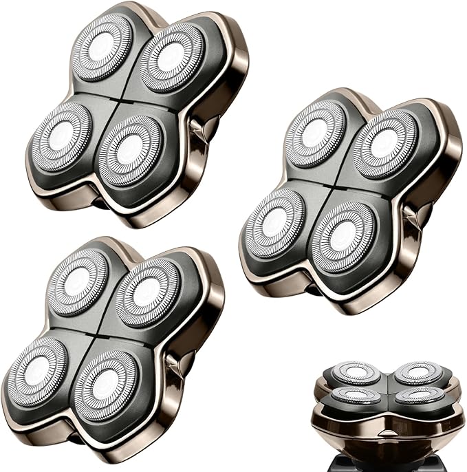 Replacement Blade Shaver PRO 4 Head for Electric Shaver Compatible with Skull Pitbull, Butterfly Kiss PRO & Palm Shavers (3Pack)