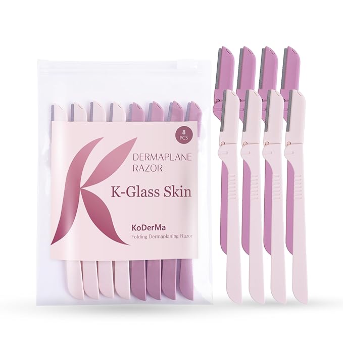 KoDerMa Foldable Dermaplaning Tool – Face Razor for Women & Men | Peach Fuzz Remover & Eyebrow Trimmer | Easy Exfoliation | K-Beauty Inspired | Ergonomic Blade Design (8)