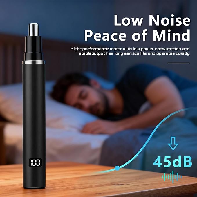 Nose Hair Trimmer, Rechargeable Cordless Painless Ear Eyebrow Trimming Tool Dual Edge Blades Razor Easy Cleansing with LED Light for Man Woman, IPX7 Waterproof, for Nose, Ear, Eyebrows