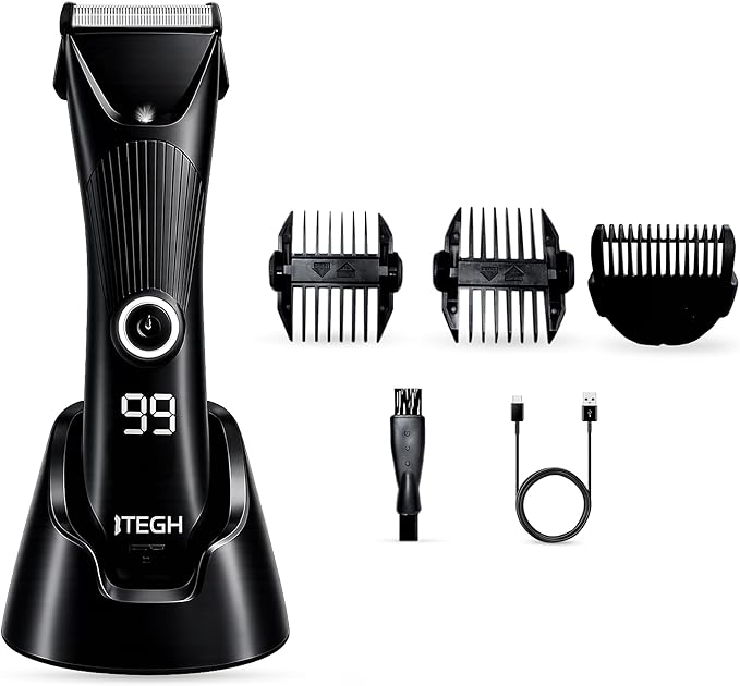 TEGH Men’s Beard & Hair Grooming Trimmer – Cordless Electric Beard & Hair Trimmer for Men, Rechargeable Waterproof Design with Adjustable Guards