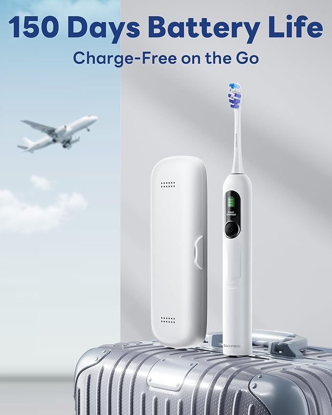 AI Electric Toothbrush with Smart Display for Adults Kids | 150-Day Rechargeable Toothbrush, Real-Time Map |3-Min Timer, Travel Case | Teens Sonic Toothbrush Gift (G5S White)