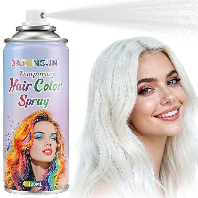 White Hair Spray Color【Instant Color】【Skin Friendly】【Easy To Clean】【Large Capacity】Washable Hair Color Spray For Women/Men 4.06 oz，05 White