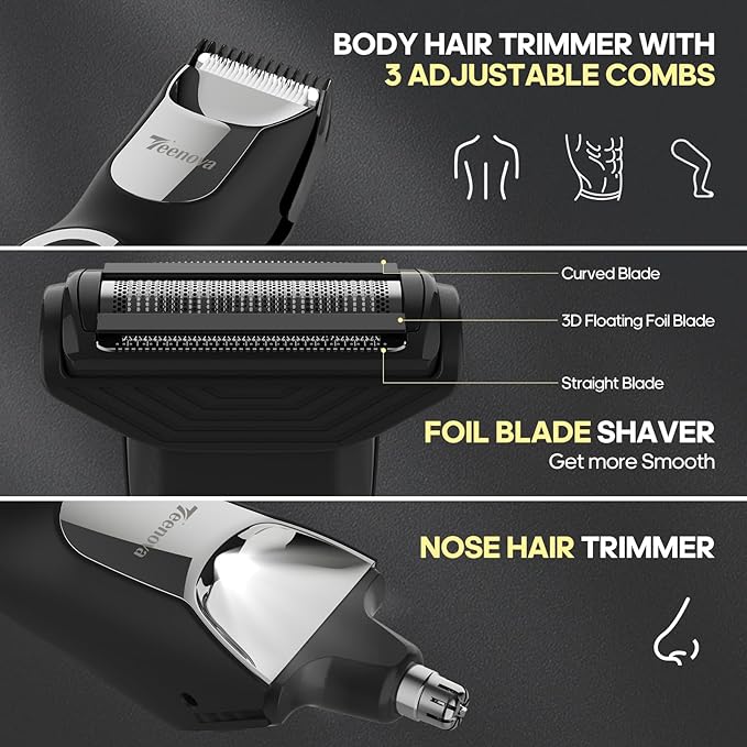 Electric Body Hair Trimmer Shaver - 3 in 1 Pubic Trimmer for Men - Bikini Trimmer for Women - No Nick Groin Ball Razor with Ceramic Blade Head, Wireless Dock Charging (Silver)