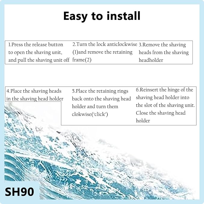 SH90 Replacement Rotary Heads Compatible with Philips Norelco 9000 Replacement Blades,for Norelco 9000 Replacement Heads Series 9000(S9xxx) and 8000(S8xxx)Electric Razor Shaver,SH90 Replacement Heads