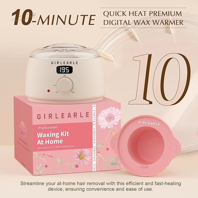 Premium Digital Waxing Kit for Women and Men, Wax Warmer Hair Removal at Home with Wax Beads & Silicone Pot, Target Different Types of Sensitive Skin Brazilian Bikini, Facial, Leg, Full body