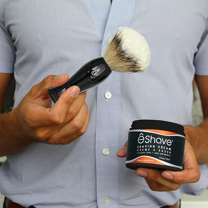 eShave Shaving Cream for Men, Orange Sandalwood, prevents shaving irritation and razor burn, generates a rich lather for a soft, silky, Smoothest shave