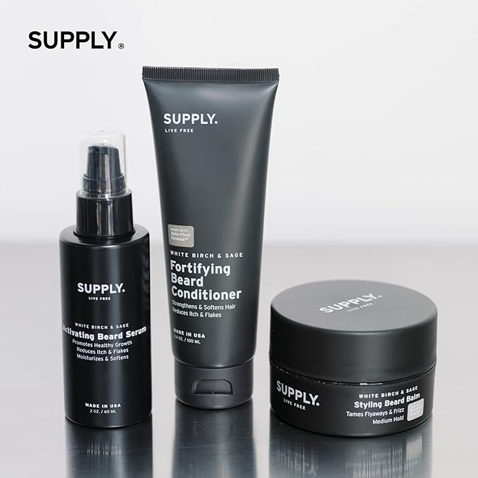 Supply Fortifying Beard Conditioner – Fast-Absorbing, Plant-Based Formula to Soften, Strengthen & Nourish Beard and Skin – Supports a Healthier, Softer Beard – 3.4oz