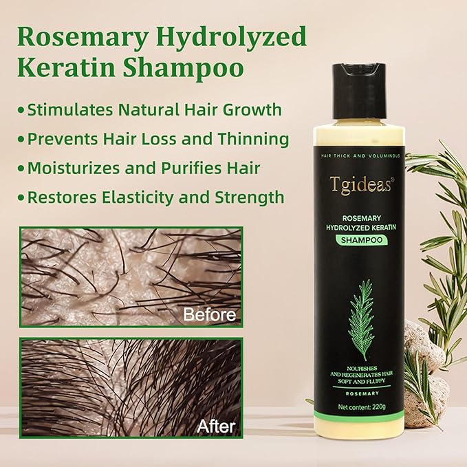Tgideas Rosemary Biotin Shampoo - Volumizing, Sulfate-Free, for Thinning, Dry, Damaged Hair, Vegan, Color-Safe, 7.4 fl oz