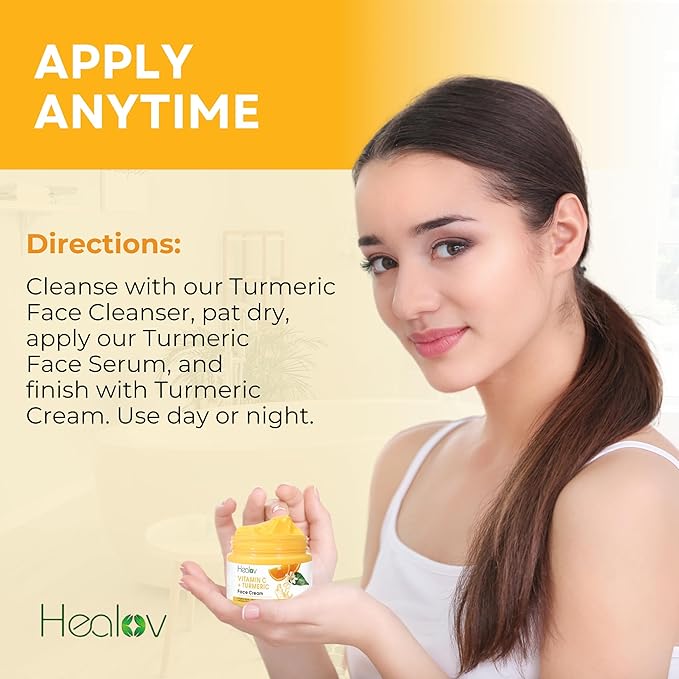 Turmeric Face Cream for Dark Spots – Natural Turmeric Skin Brightening Lotion for Face & Body – Cleanse Skin, Fight Acne, Even Tone, Clear Scars, Sun Damage, & Hyperpigmentation – 50g / 1.67oz