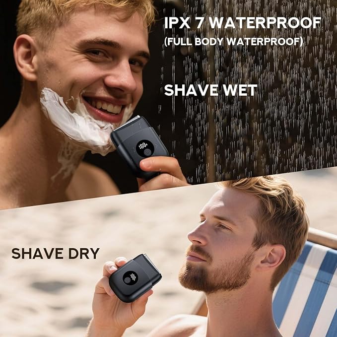 Electric Shavers for Men:Shavers for Men,3 Floating Blades,Extra 1 Shaving Head Gift,Dual Power Flexibility,IPX7 Waterproof,Rechargeable,Portable for Travel Wet/Dry,USB Type C