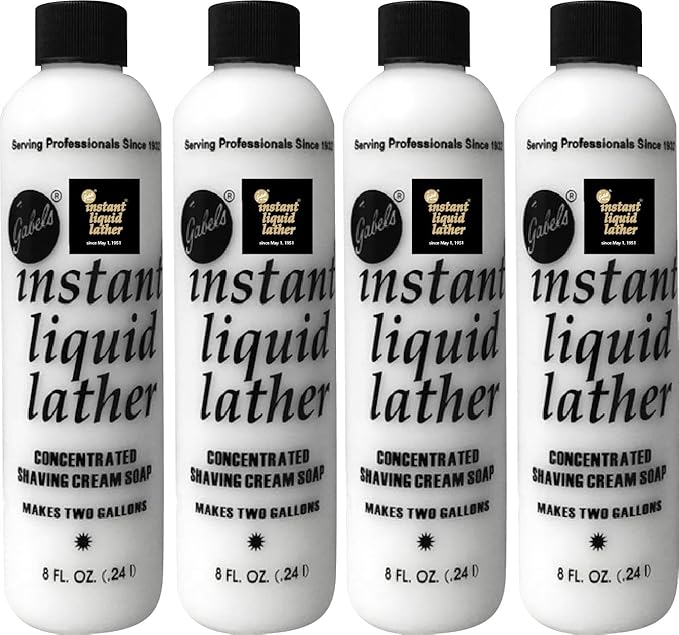(8oz) Concentrated Gabel's shaving soap (4) for Lather Machine. Authentic Manufacturer Direct sealed bottle with black logo label