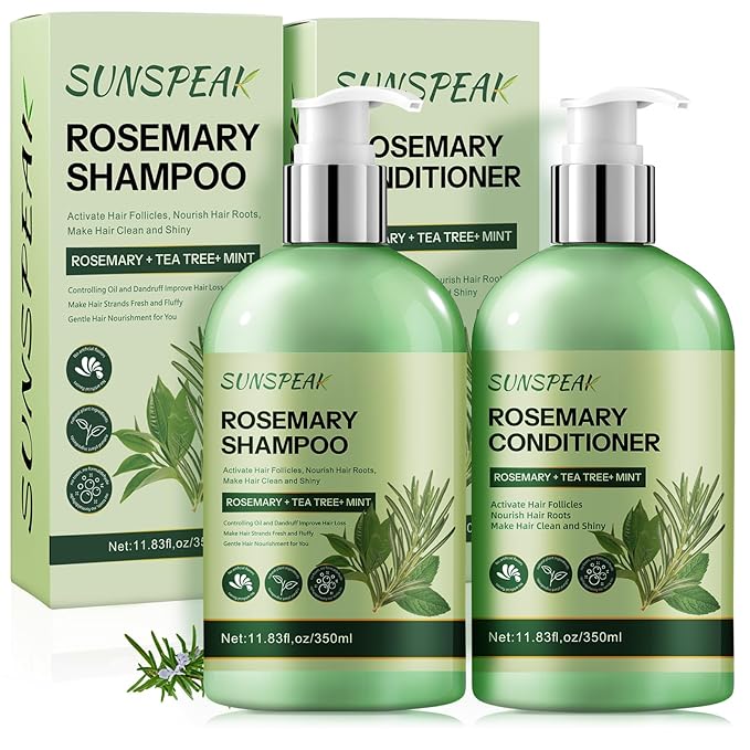 Rosemary Hair Growth Shampoo and Conditioner Set: Thickness & Anti Hair Loss Shampoo and Conditioner with Tea Tree Oil Mint Biotin – Strengthening Formula for Men & Women, Thinning & Damaged Hair Care