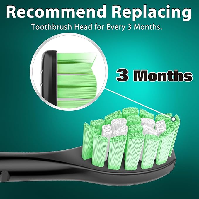 Designed for Sonicare Replacement Heads, Electric Toothbrush Replacement Brush Heads Compatible with Philips Sonicare, 4 Pack, Black