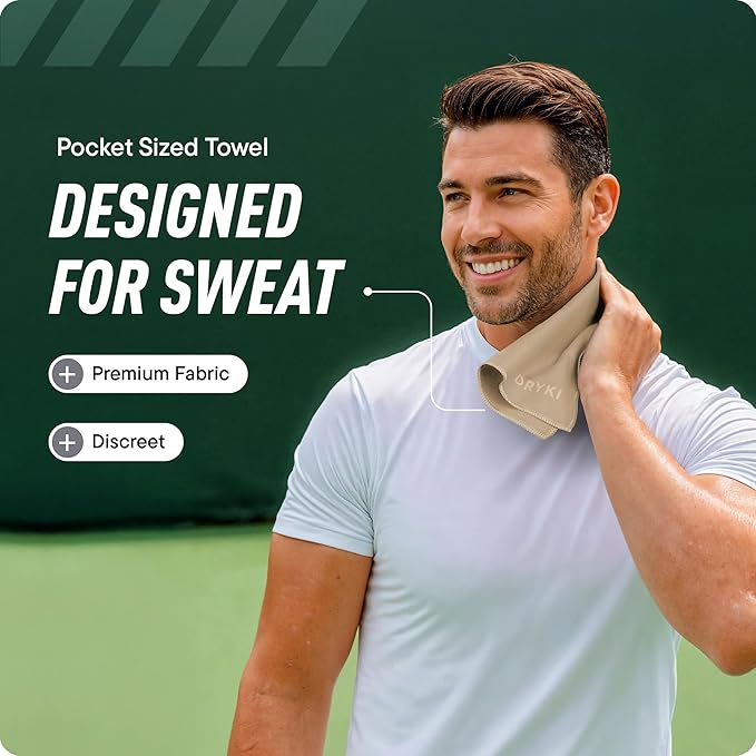 Sweat Absorbing Handkerchiefs - The Original Pocket-Sized Sweat Towels - Quick-Dry Microfiber Sweat Rags for Face, Hands, & Body - Men & Women - Gym, Sports, and Work (Tan: 5 Pack)