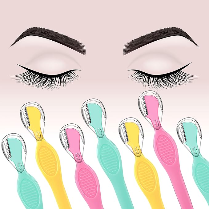 Mudder 28 Pcs Eyebrow Razor Knife Shaver Trimmer Shaver Multipurpose Exfoliating Tool Facial Hair Removal for Women Valentine Gift Giving (Red,Yellow,Green)