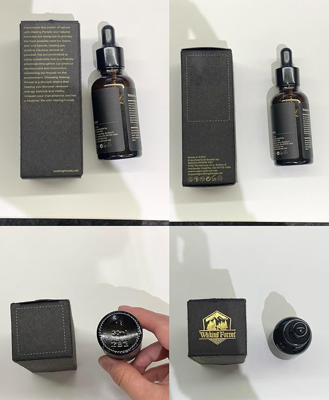 Waking Forest Sandalwood Beard Oil for Men - Biotin Mustache Oil with Vitamin E, Rosemary & Castor - Beard Care Softener, Strengthens, and Moisturizes - Beard Conditioner (1 oz)