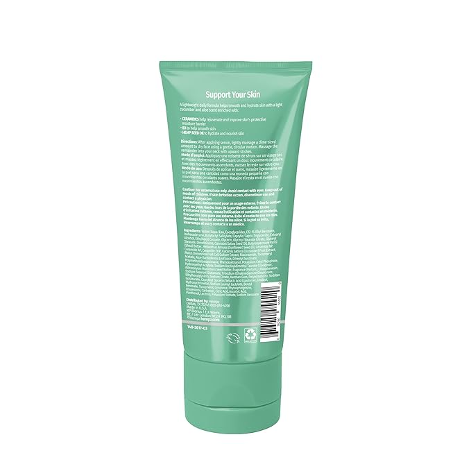Hempz Cucumber & Aloe Smoothing Day Moisturizer - Hydrating Daily Cream Rich with Minerals, Vitamin C, & Hempseed Oil to Hydrate & Repair Extremely Dry or Sensitive Skin, for Face & Body, 3 Oz