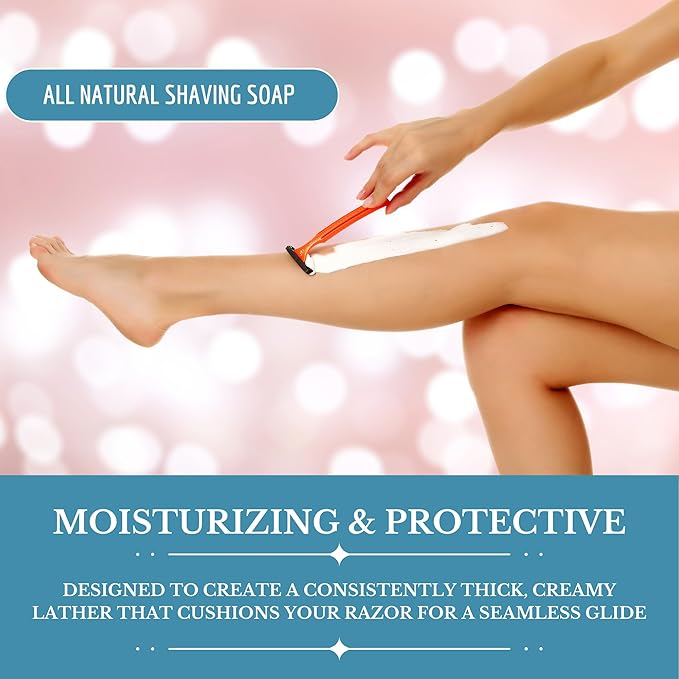 Women's Unscented Shea Butter All Natural Shaving Soap – Ideal for Sensitive Skin, Long Lasting, and Perfect for Shaving Legs – Moisturizes and Rehydrates Skin